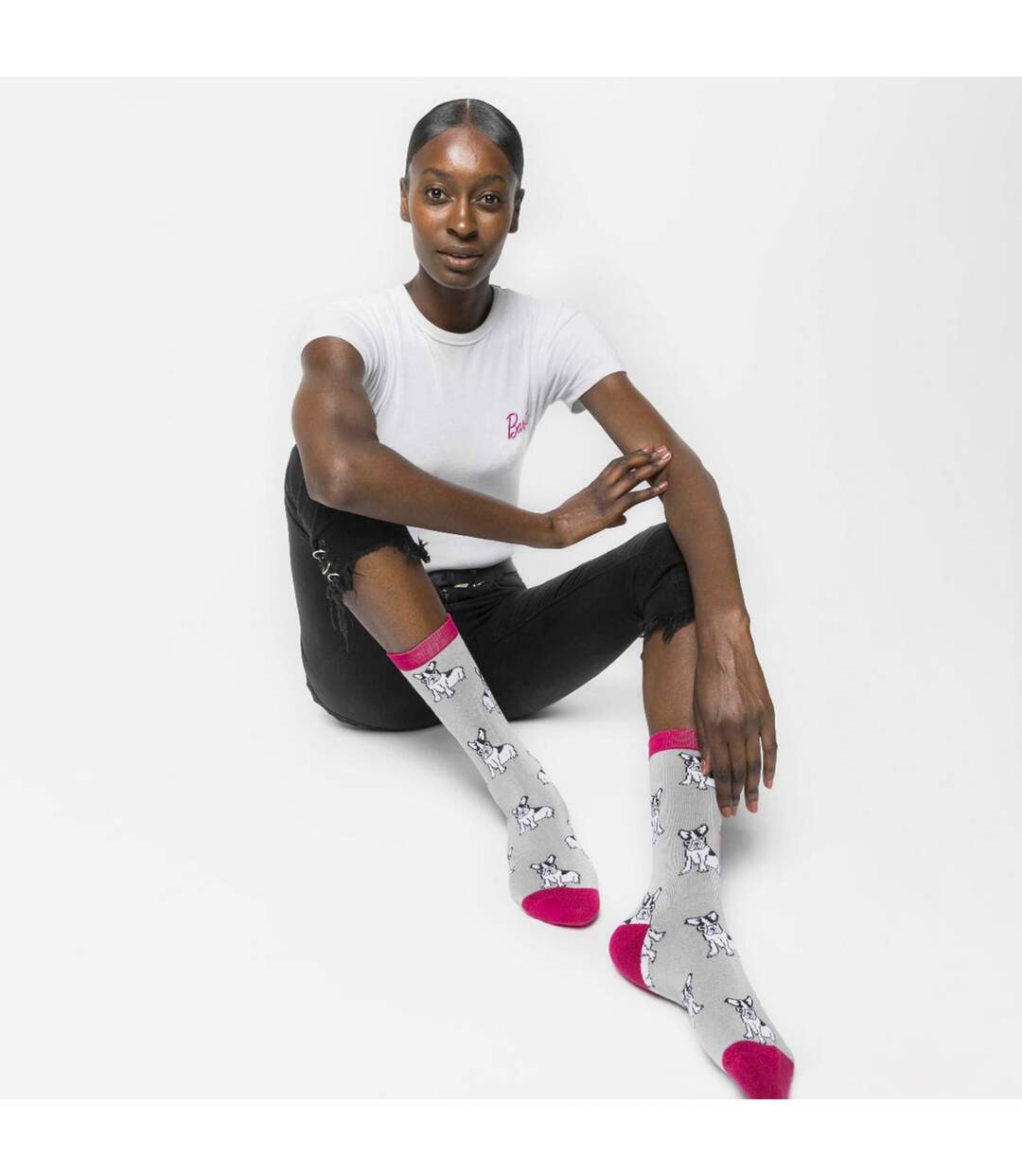 Chaussettes Femme Bambou Été avec Chien Motifs-4