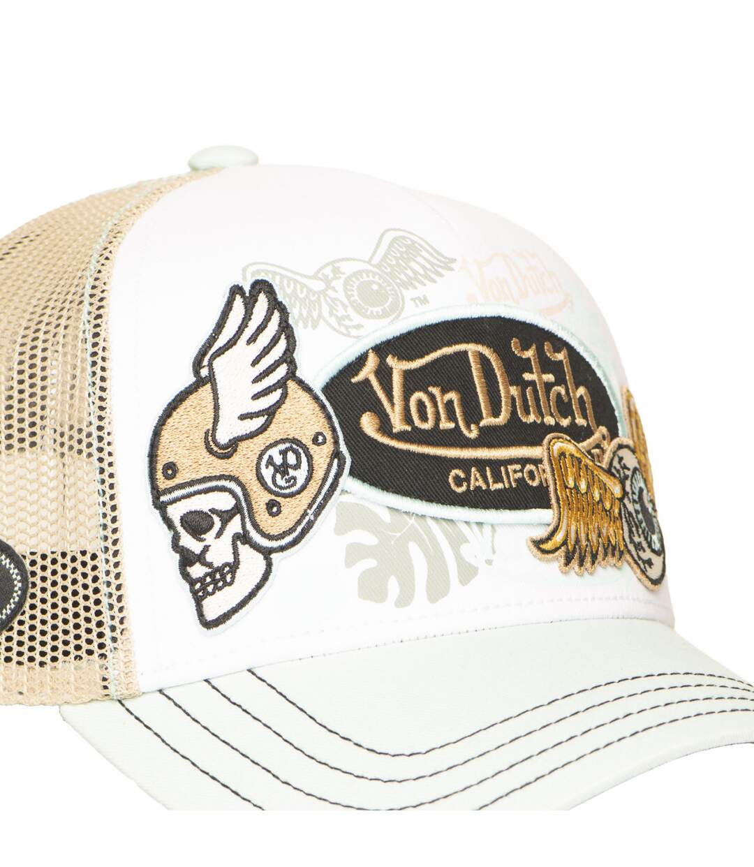 Casquette trucker avec filet et devant imprimé avec écussons Patches Vondutch-3