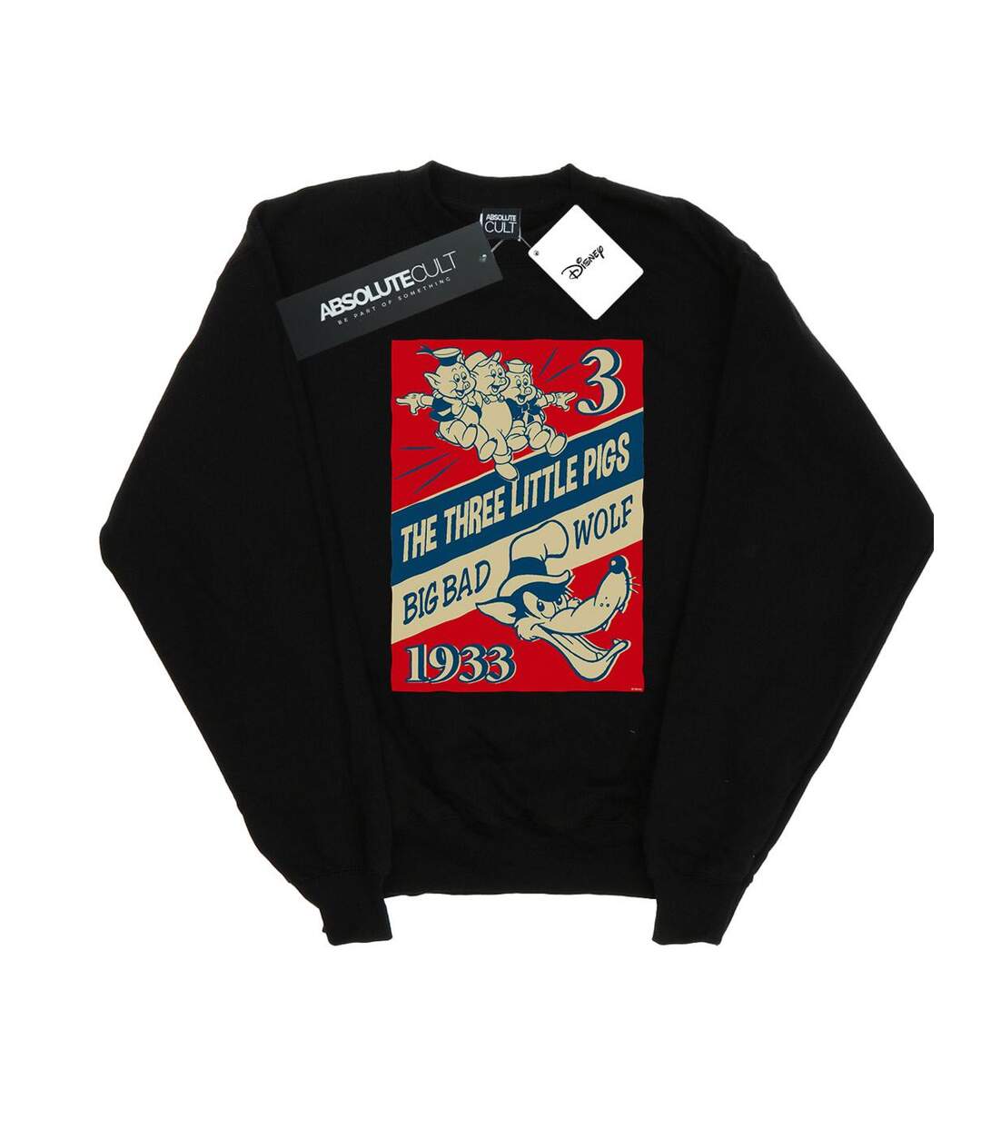 Disney - Sweat THREE LITTLE PIGS AND THE BIG BAD WOLF - Femme (Noir) - UTBI13554-1