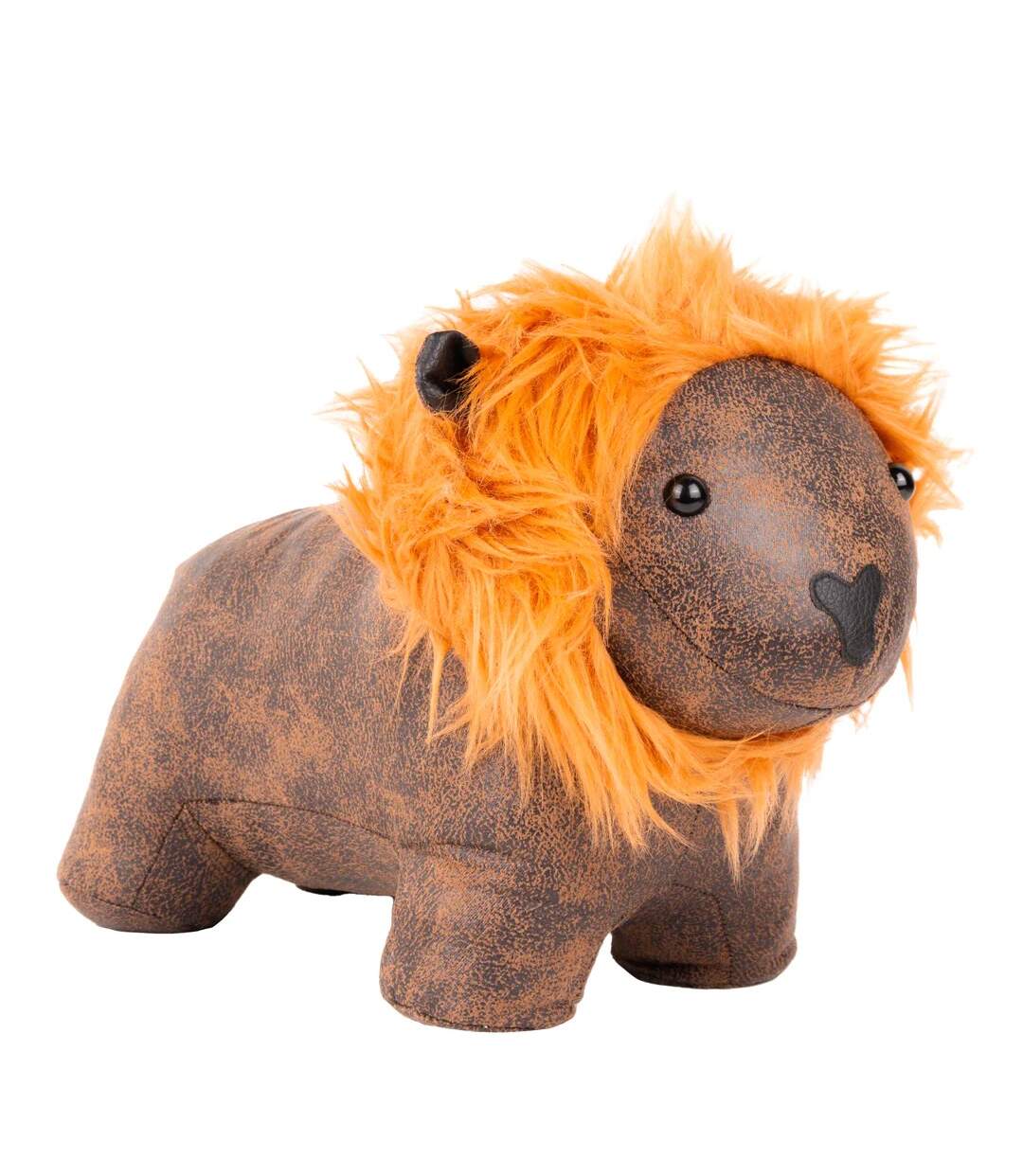 Faux leather lion doorstop one size brown/orange Paoletti-1