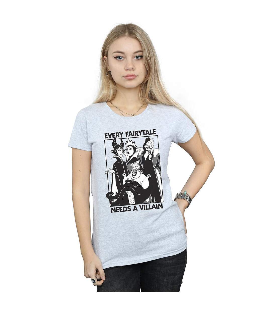Disney - T-shirt EVERY FAIRY TALE NEEDS A VILLAIN - Femme (Gris chiné) - UTBI1571-2