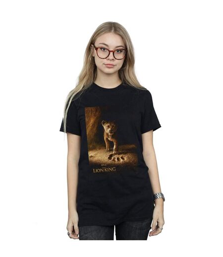 Disney Womens/Ladies The Lion King Movie Simba Poster Cotton Boyfriend T-Shirt (Noir) - UTBI29163