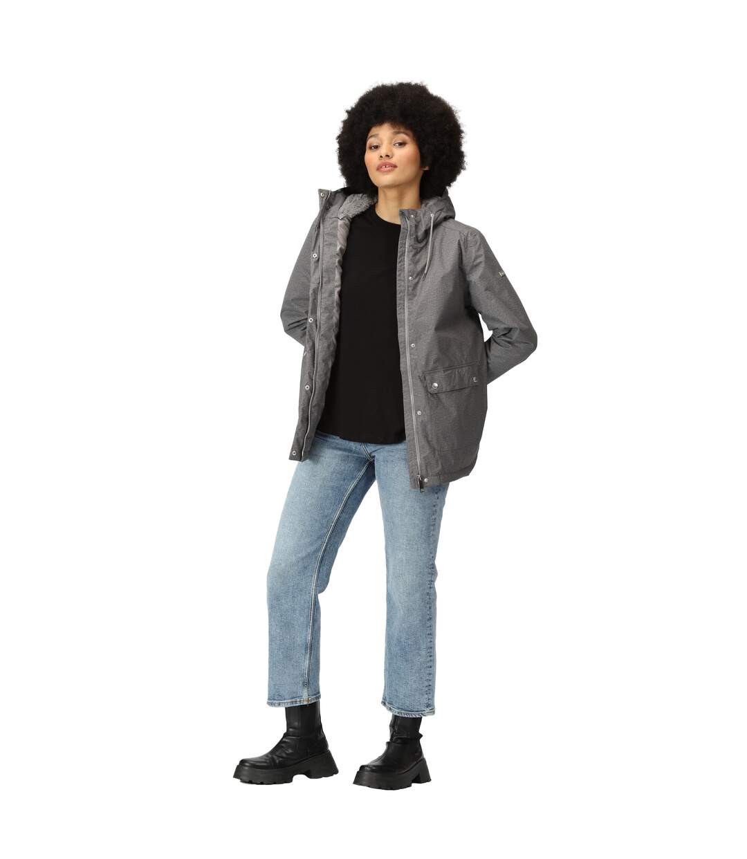 Womens/ladies broadia waterproof jacket storm grey marl Regatta-3