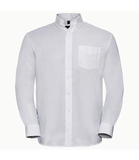 Russell Collection Mens Long Sleeve Easy Care Oxford Shirt (White)