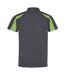 AWDis Just Cool Mens Short Sleeve Contrast Panel Polo Shirt (Charcoal/Lime Green)