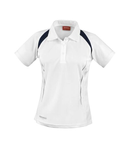 Womens/ladies Team Spirit Polo Shirt White Navy Spiro