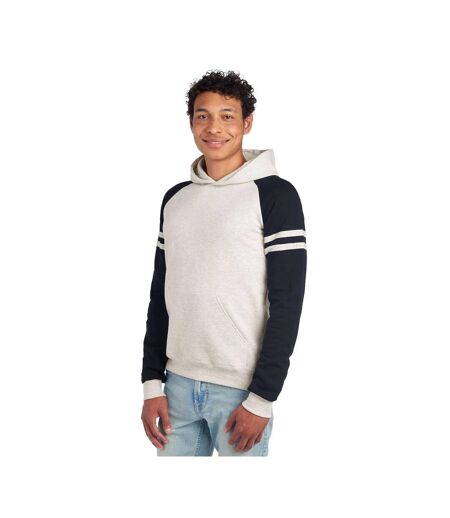 Unisex Adult Varsity Colour Block Nublend Hoodie Heather Oatmeal Black Ink Jerzees