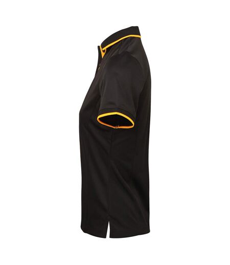 Premier Womens/Ladies Contrast Coolchecker Polo Shirt (Black/Sunflower) - UTRW5519