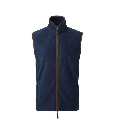 Mens Artisan Fleece Gilet Navy Brown Premier