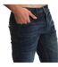 Mens Leather Patch Tapered Jeans Blue Weekend Offender-4