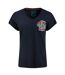 Womens/ladies no rain no flowers slub pocket t-shirt navy Weird Fish-1