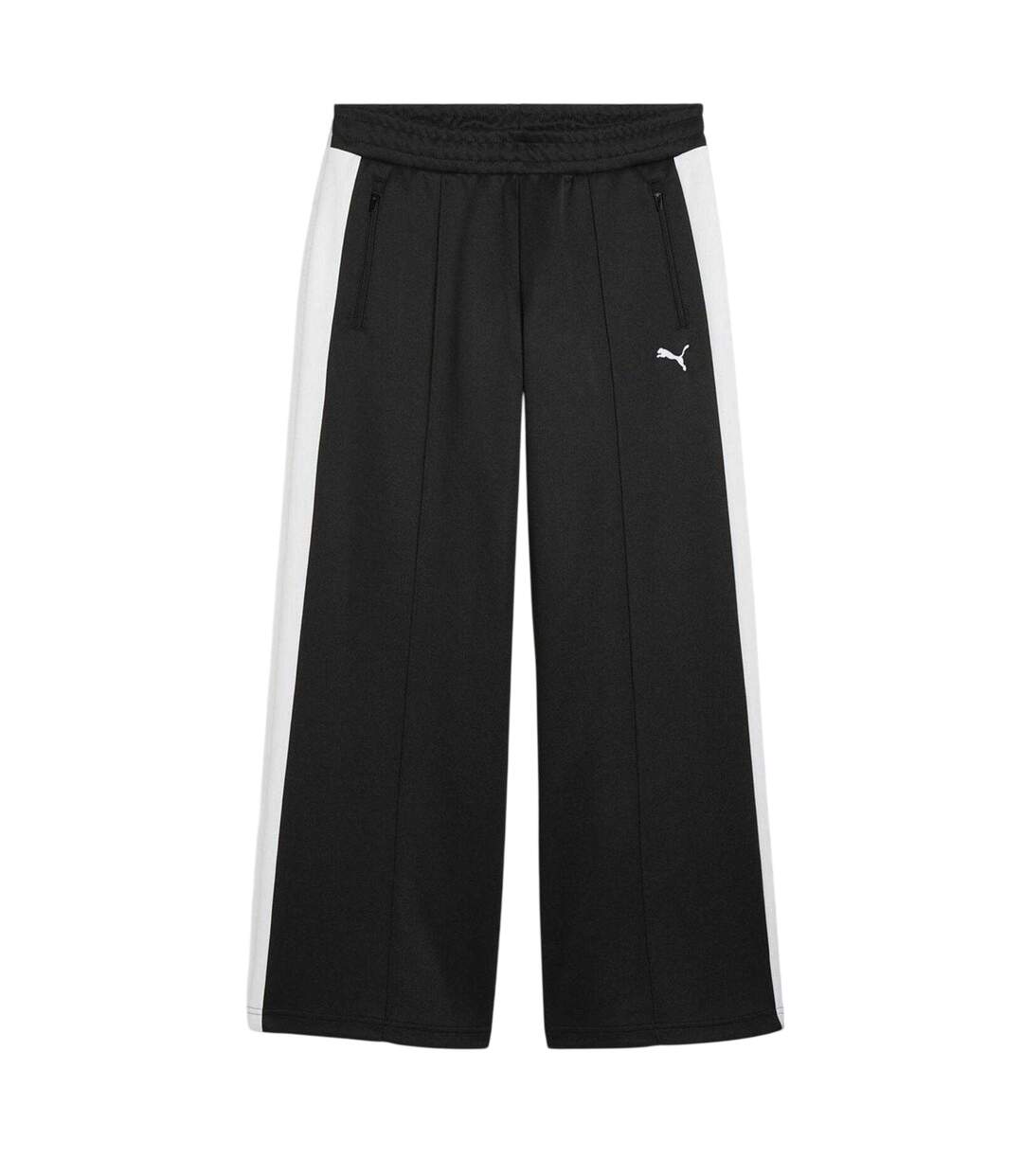 Womens/ladies T7 Open Hem Low Rise Joggers Black White Puma-2