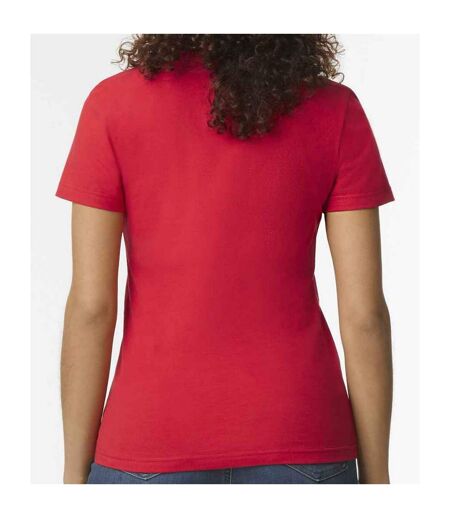 Womens/ladies soft midweight t-shirt red Gildan