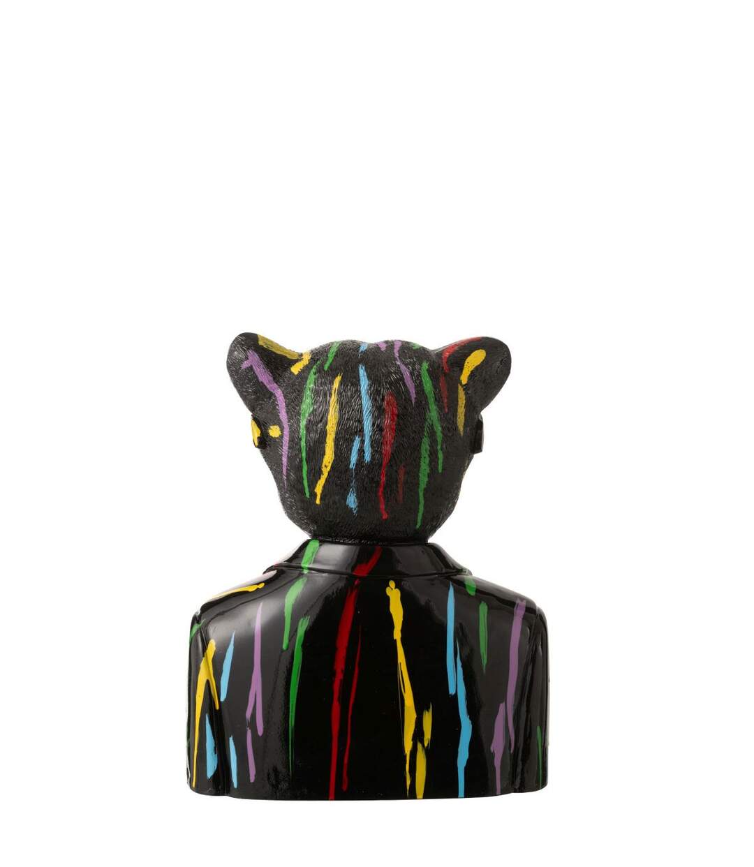 Buste Léopard Tâches de Peinture 31cm Noir-3