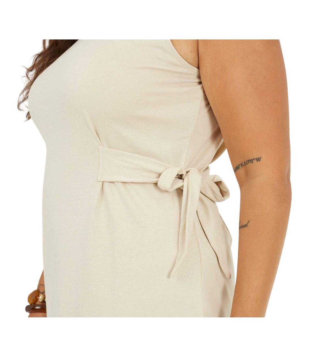 Womens/ladies Sleeveless Midi Dress Stone Brave Soul-4
