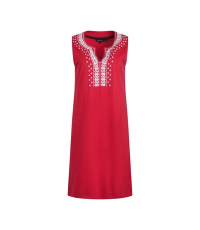 Womens/ladies anaya embroidered jersey shift dress crimson Weird Fish