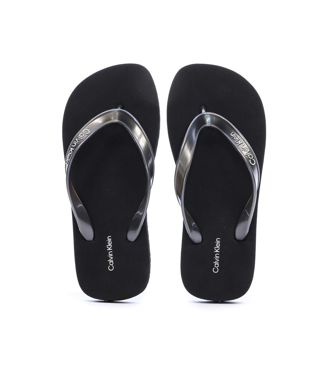 Tongs noir femme calvin klein jeans flip flop tpu metall-3