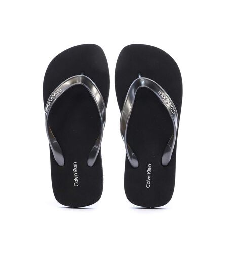 Tongs noir femme calvin klein jeans flip flop tpu metall
