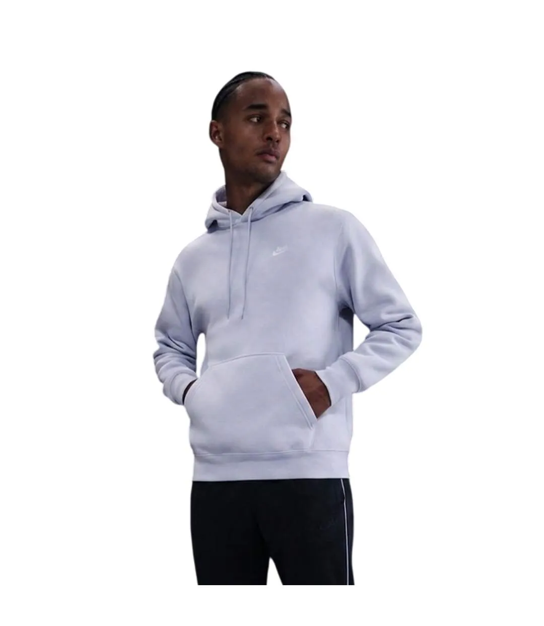 Mens Club Fleece Pullover Hoodie Ghost White Nike-2