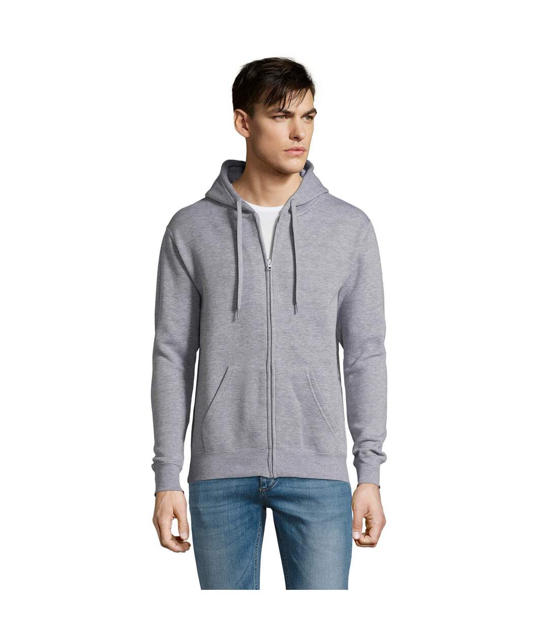 Seven sweatshirt à capuche et fermeture zippée homme gris marne SOLS