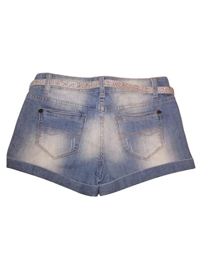 Short en Jean Femme - Taille Basse - Bleach Blue