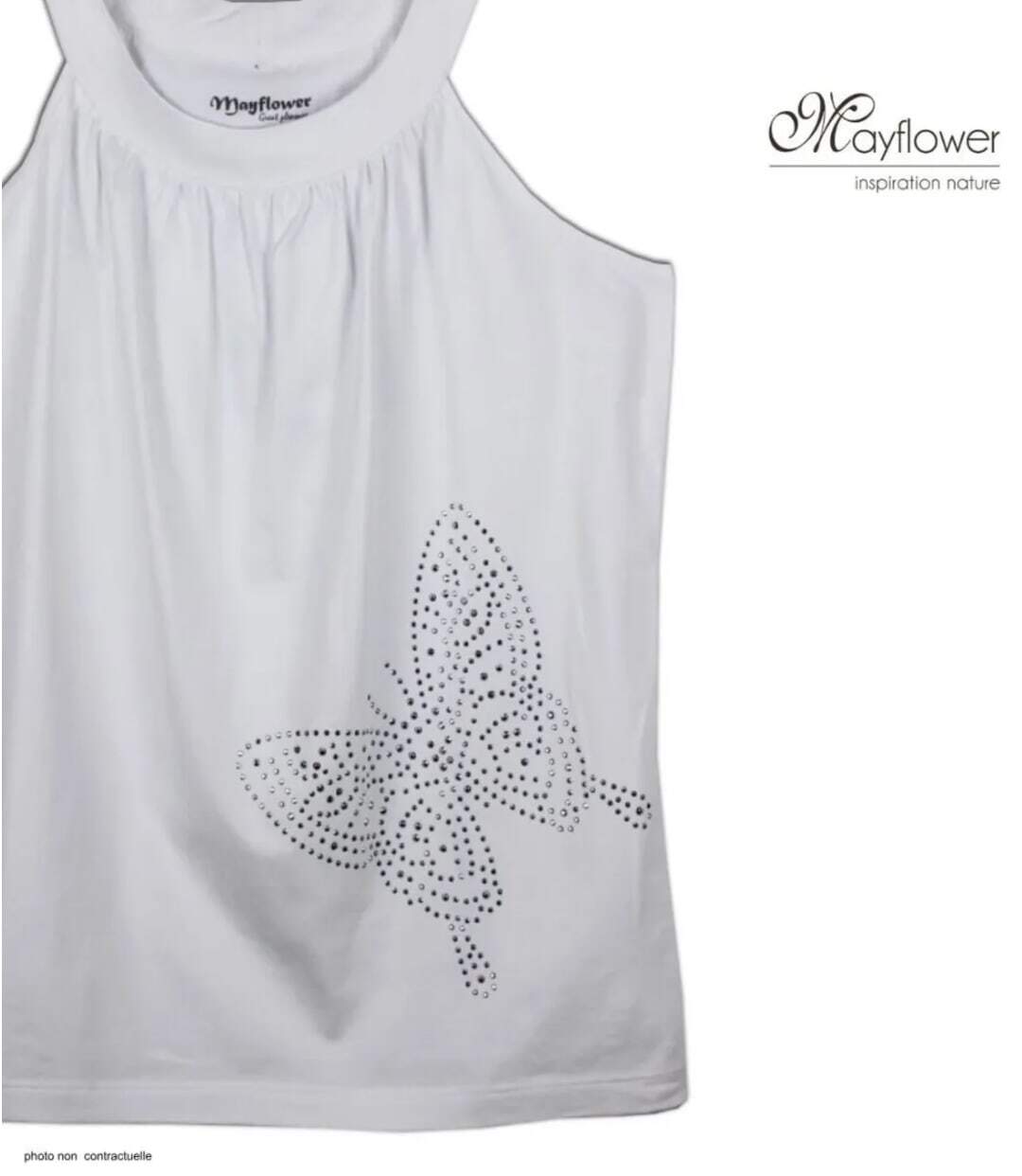 Débardeur MAYFLOWER TF196BL à motif papillon strass : l'éclat poétique pour sublimer votre allure-4