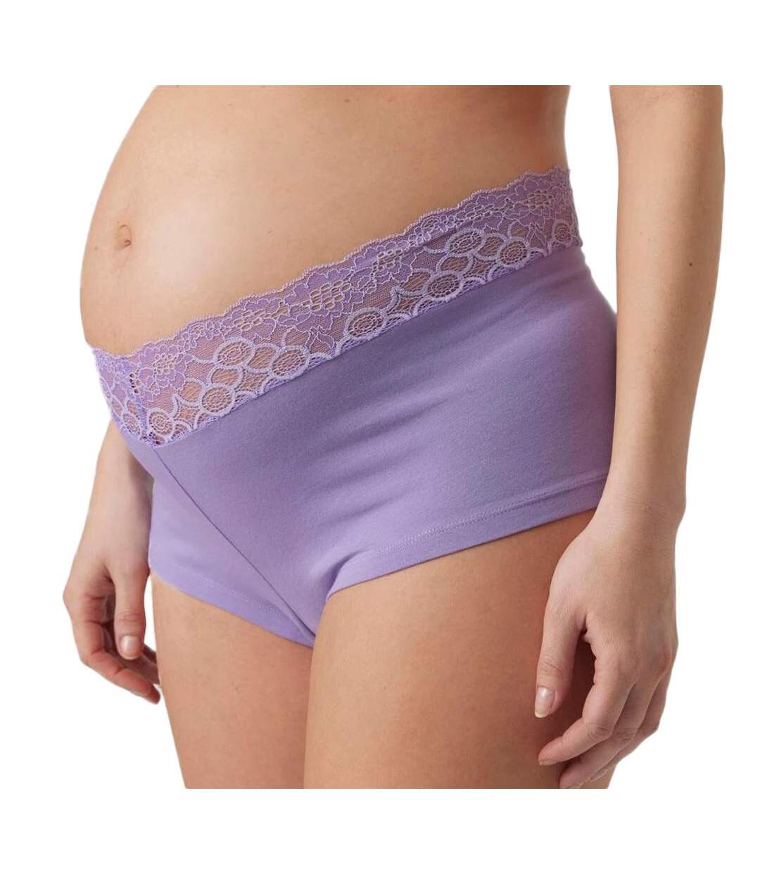 X2 Culottes de Grossesse Écru/Violet Femme Mamalicious Modal - M-2