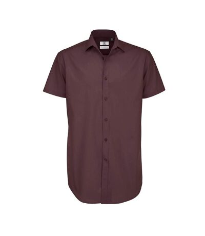 B&C Mens Black Tie Short Sleeve Formal Work Shirt (Luxurious Red) - UTRW3522