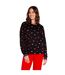 Womens/ladies Lippy Long-sleeved Pyjama Top Black Red Pink PJ Salvage-4