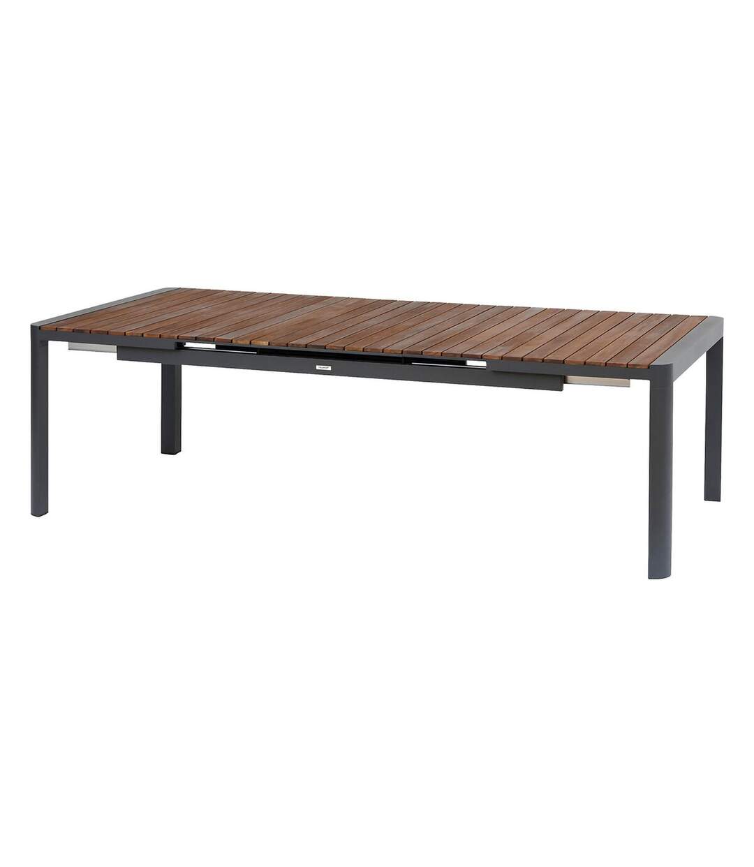 Table de jardin extensible en aluminium et acacia 12 places PARADIZE - Noyer et graphite-1