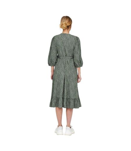 Robe Portefeuille Manches Bouffantes Motif/style Abstrait Olivia Femme Vert De Gris Only