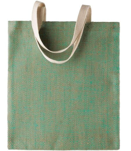sac en toile de jute teint - KI0226 - vert d'eau et naturel