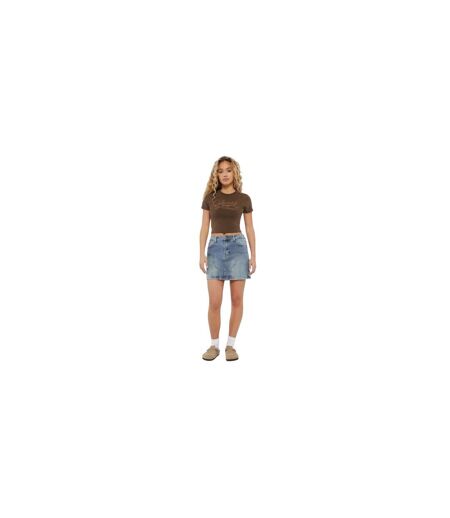 Mini Jupe Motif/style Panneau Femme Bleu Délavé Guess