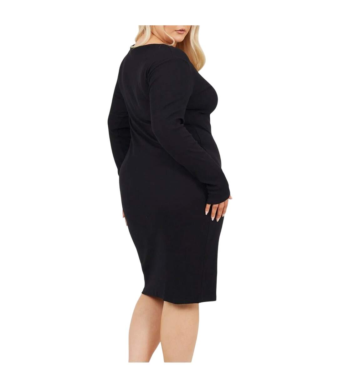 Womens/ladies Notch Neck Midi Dress Black Brave Soul-3