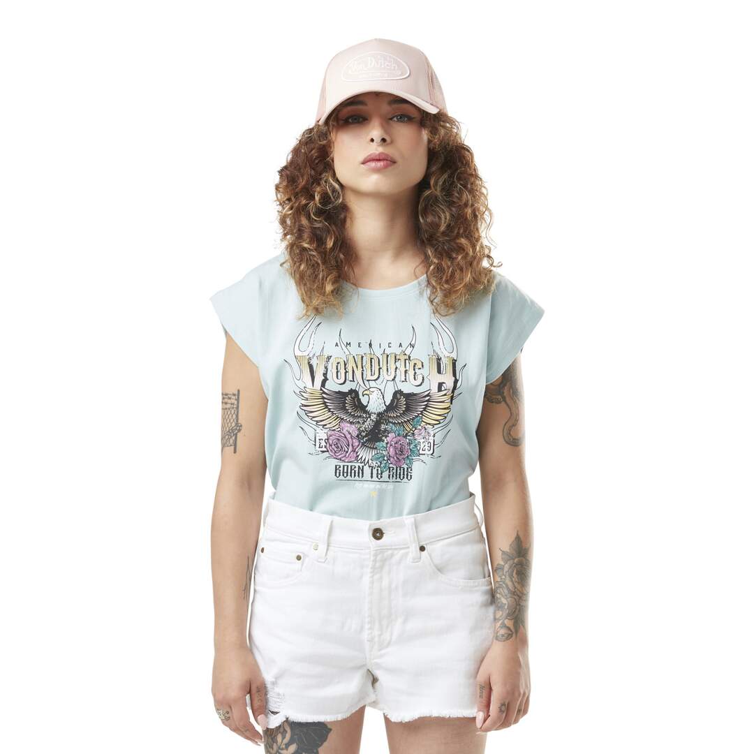 T-shirt femme col rond print devant Eagle Vondutch-1