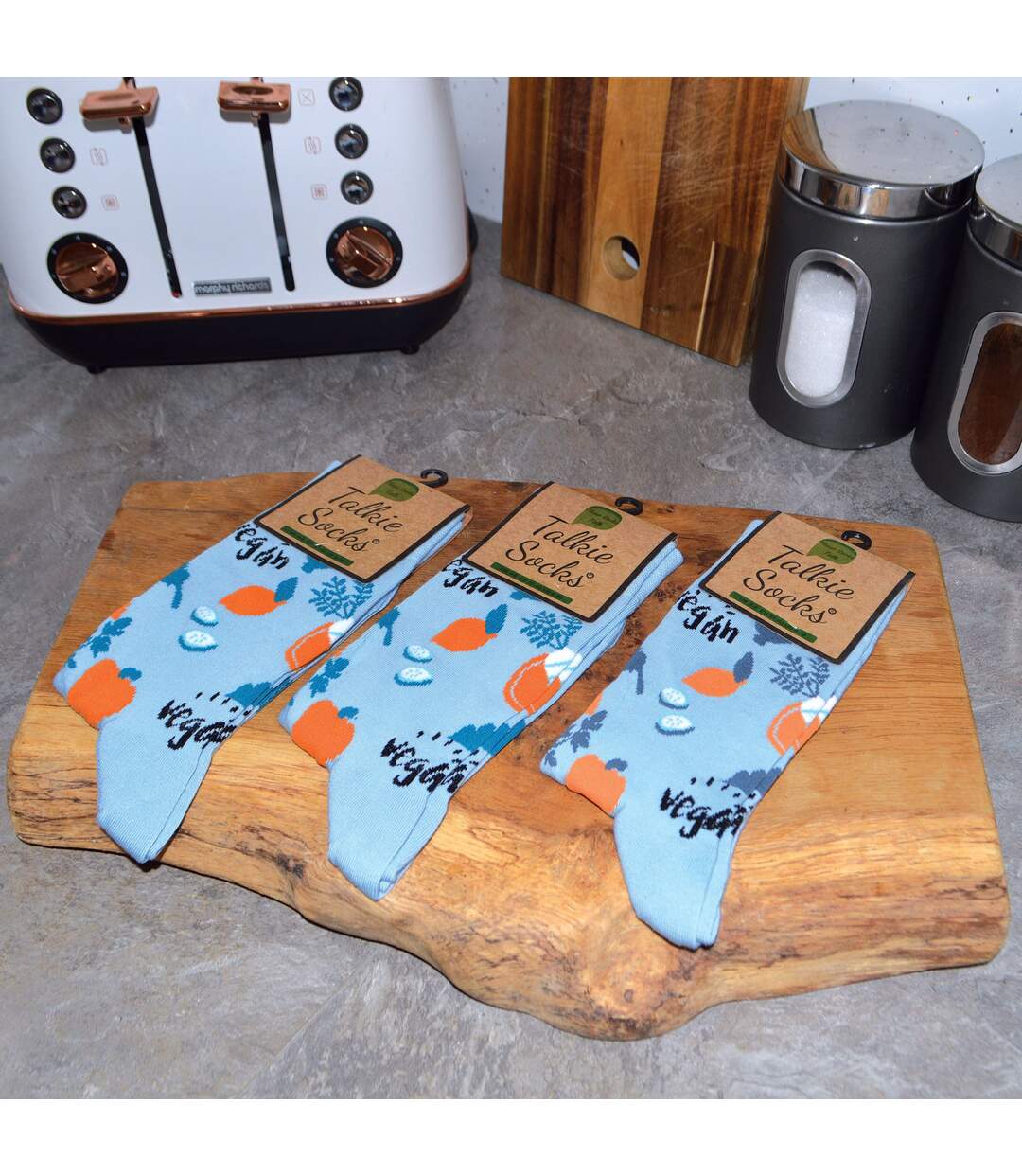 1 Pack Novelty Cotton Blue Vegetable Vegan Socks-3