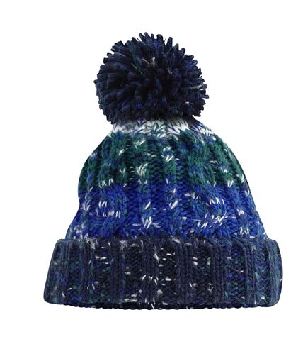 Womens/ladies corkscrew pom pom beanie alpine blues Beechfield