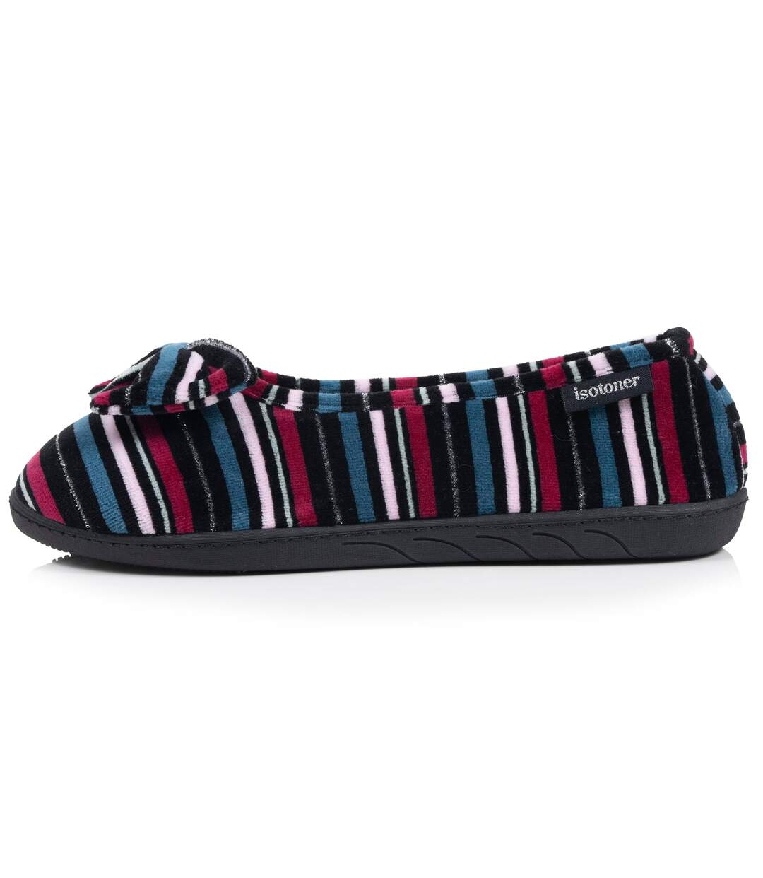 Isotoner Chaussons Ballerines femme microvelours semelle ergonomique, mousse à mémoire forme-3