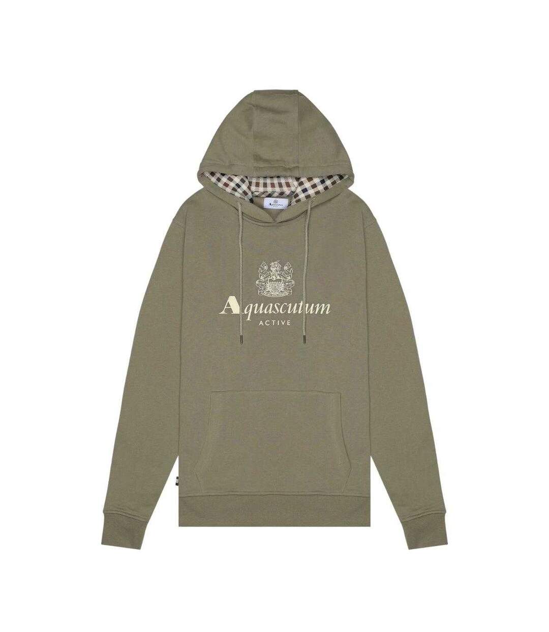 Mens Active Big Logo Hoodie Army Green Aquascutum-1