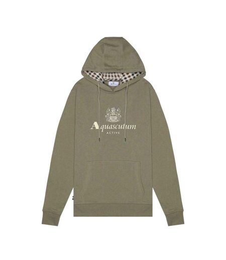 Mens Active Big Logo Hoodie Army Green Aquascutum