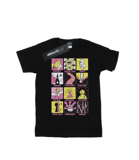 Disney Femme/Ladies - T-shirt boyfriend en coton avec carrés de la Fée Clochette (Noir) - UTBI46466