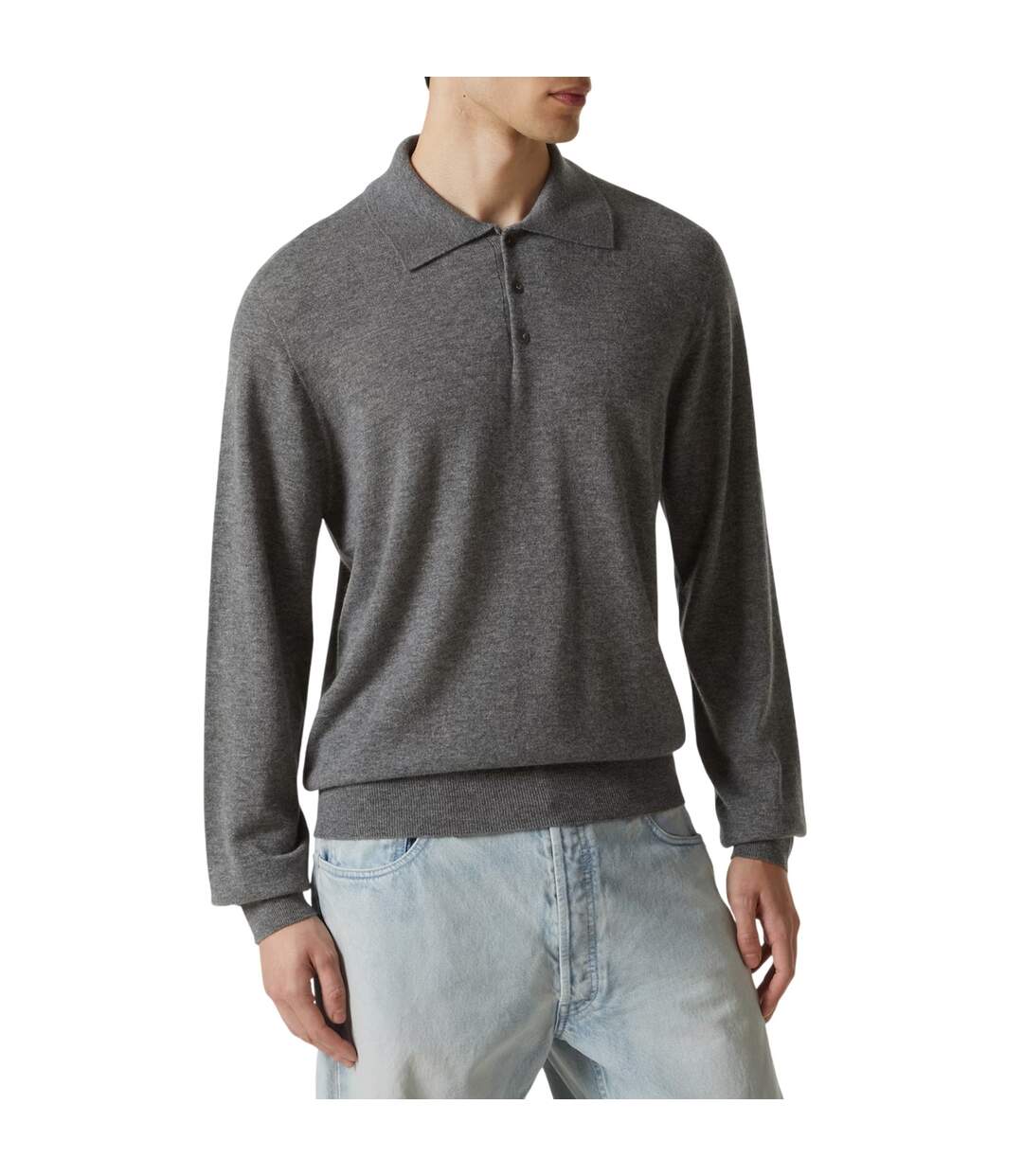 Mens Long-sleeved Polo Shirt Charcoal Capo-4