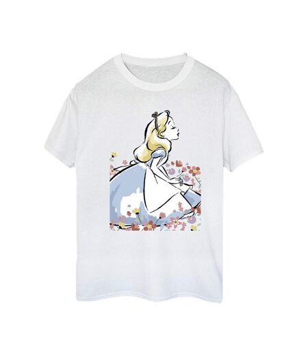 Disney - T-shirt ALICE IN WONDERLAND SKETCH FLOWERS - Femme (Blanc) - UTBI8948