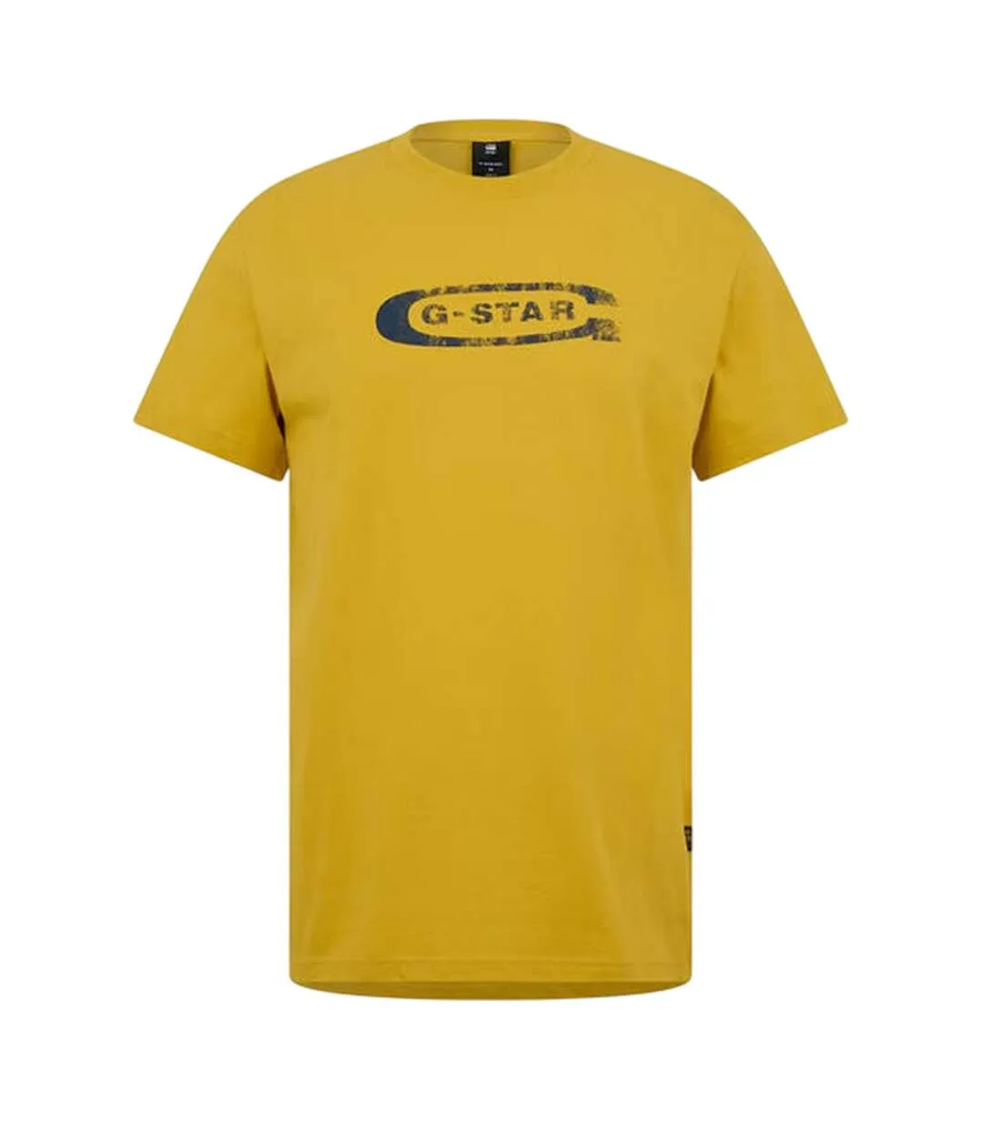 Mens Distressed Logo Regular T-shirt Lemon Yellow G-Star-1