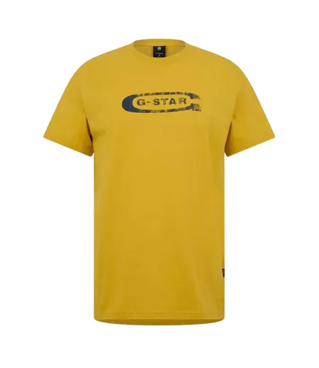 Mens Distressed Logo Regular T-shirt Lemon Yellow G-Star