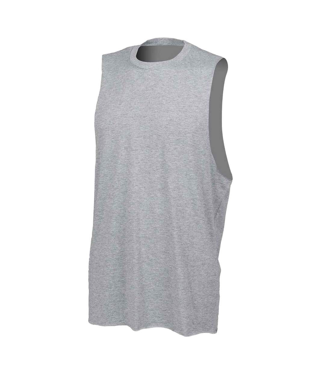 Mens High-neck Vest Top Heather Grey Skinni Fit-1