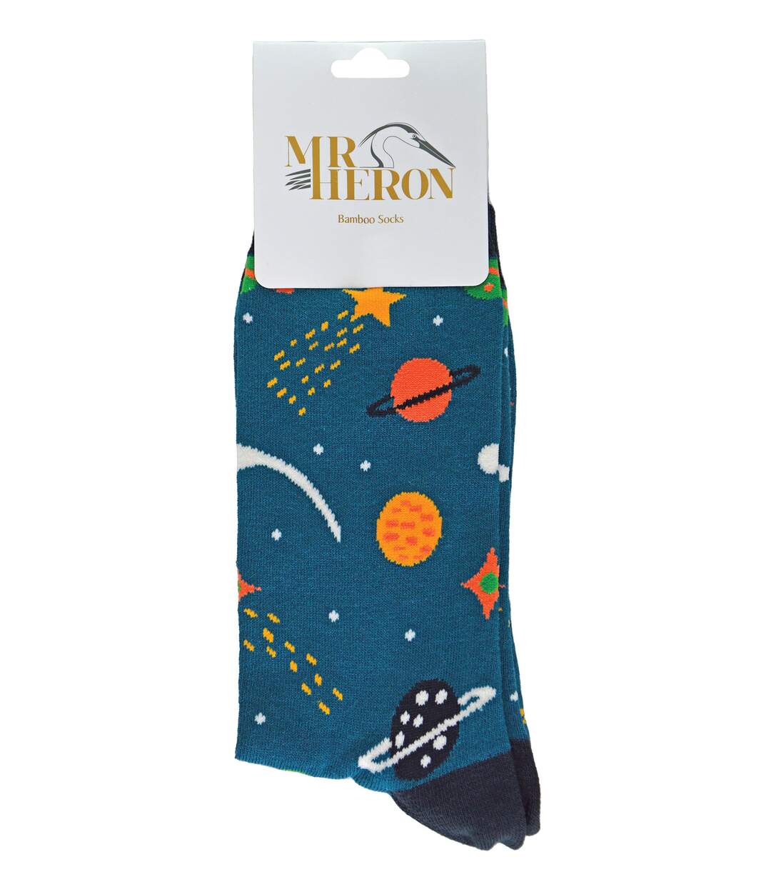 Mr. Heron - 1 Paire Chaussettes Homme Espace Système Solaire Bambou