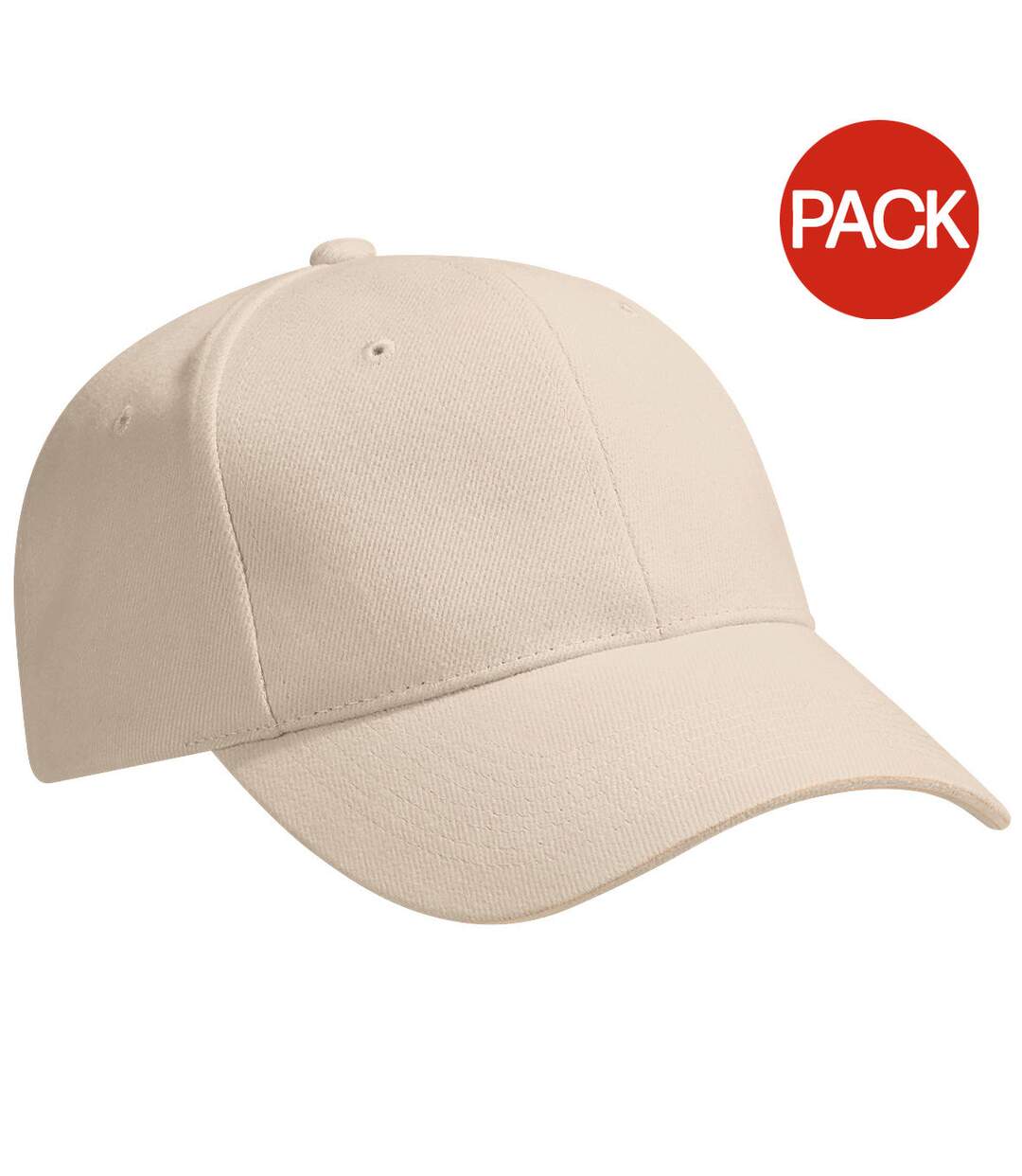 Beechfield Unisex Pro-Style Heavy Brushed Cotton Baseball Cap / Headwear (Pack of 2) (Stone) - UTRW6719-1