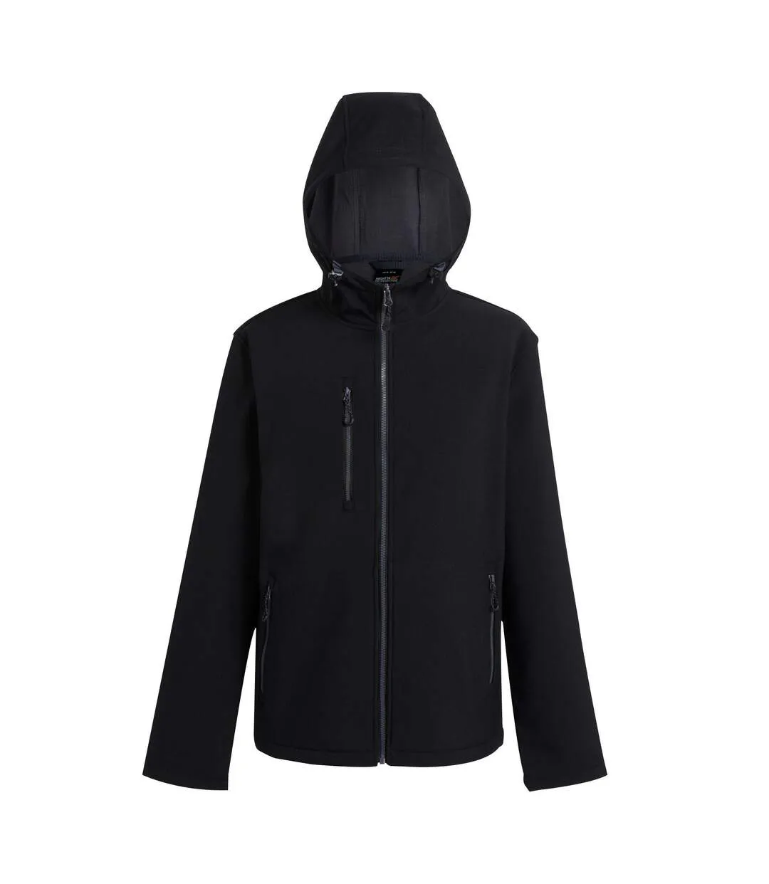 Mens Navigate 2 Layer Soft Shell Jacket Black Seal Grey Regatta-1