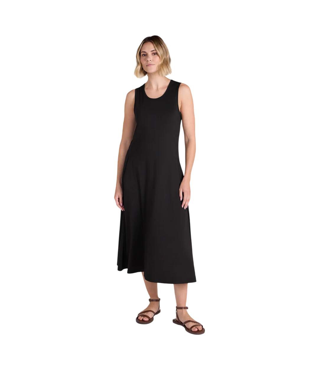 Womens/ladies Tank Midi Dress Black Animal-2